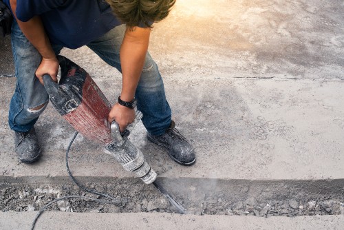 concrete repair with jackhammer