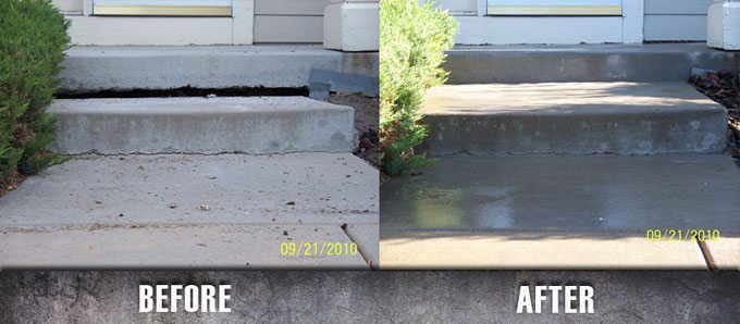 Repair Concrete Stairs Mudjacking Before And After 5 Aaa Concrete Raising
