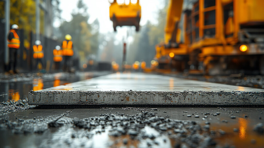 Concrete slabs about to be lifted in Denver